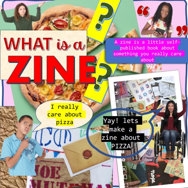 A college of images with the words What is a Zine?