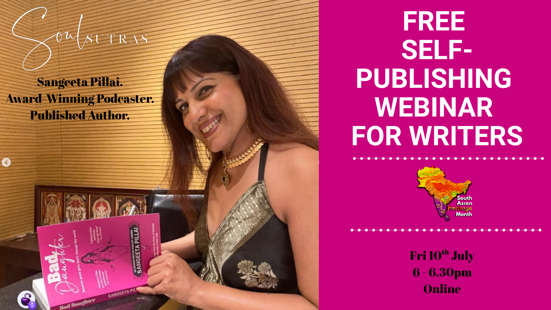 Free self-publishing workshop by podcaster & author Sangeeta Pillai