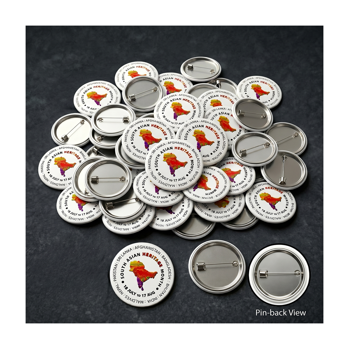 White South Asian Heritage Month Emblem Badge x50